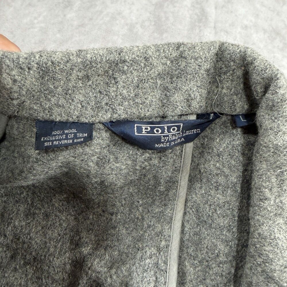 VTG 80s Polo Ralph Lauren Gray Wool Prep Crest Sportcoat Blazer Jacket L USA - Picture 7 of 16